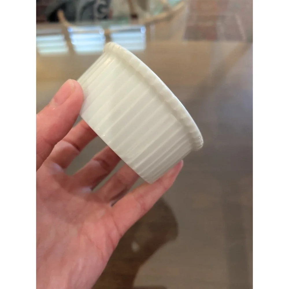 Apilco France White Porcelain Ribbed Ramekin - Size 2 - 3